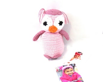 Baby Stuff Owl, Crochet Baby Owl, Stuffed Animal, Crochet, Baby Girl, Pink, Toy,,