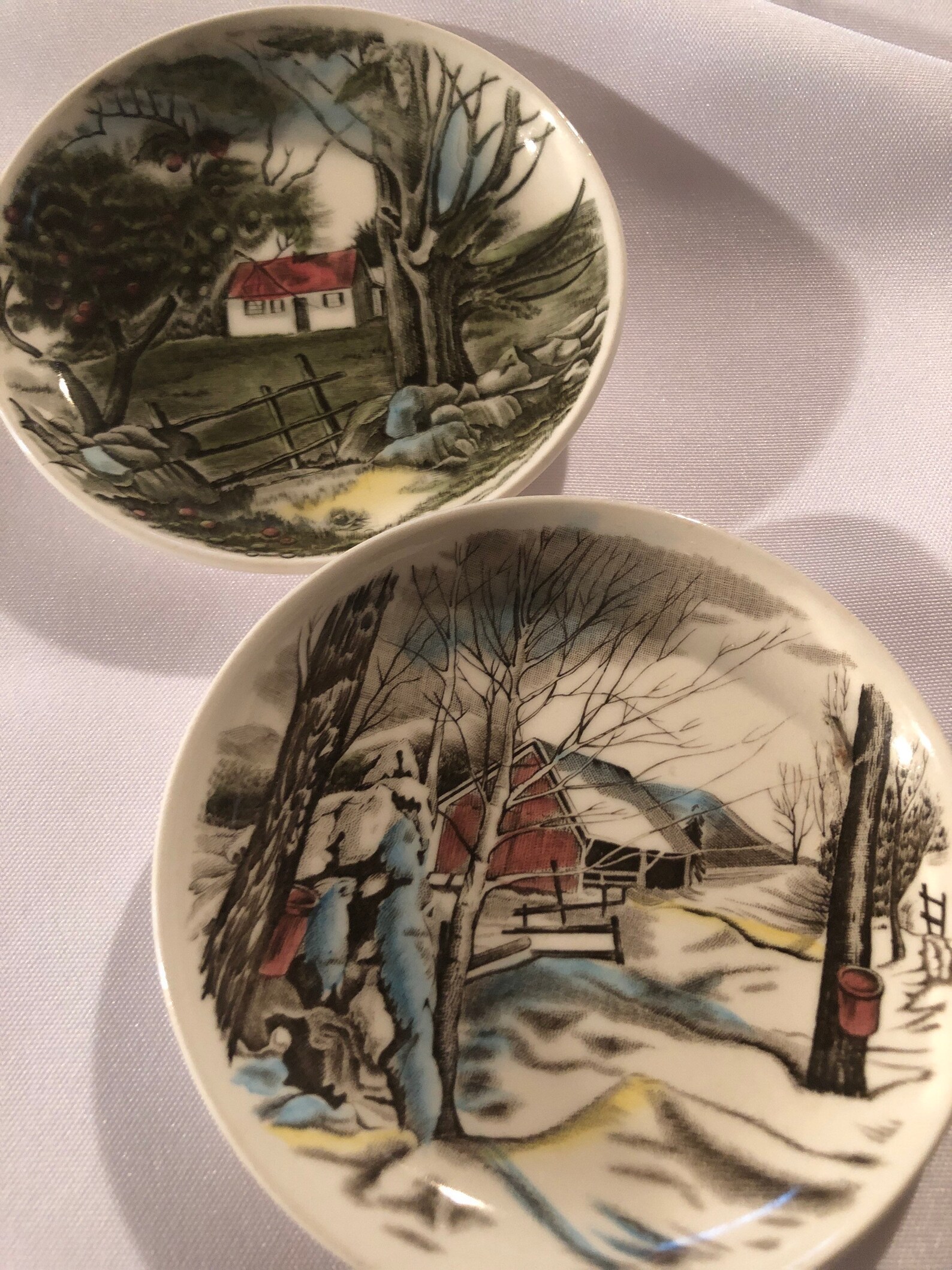 Vintage Butter Pats Plates Set of 2 Polychrome Transferware Etsy