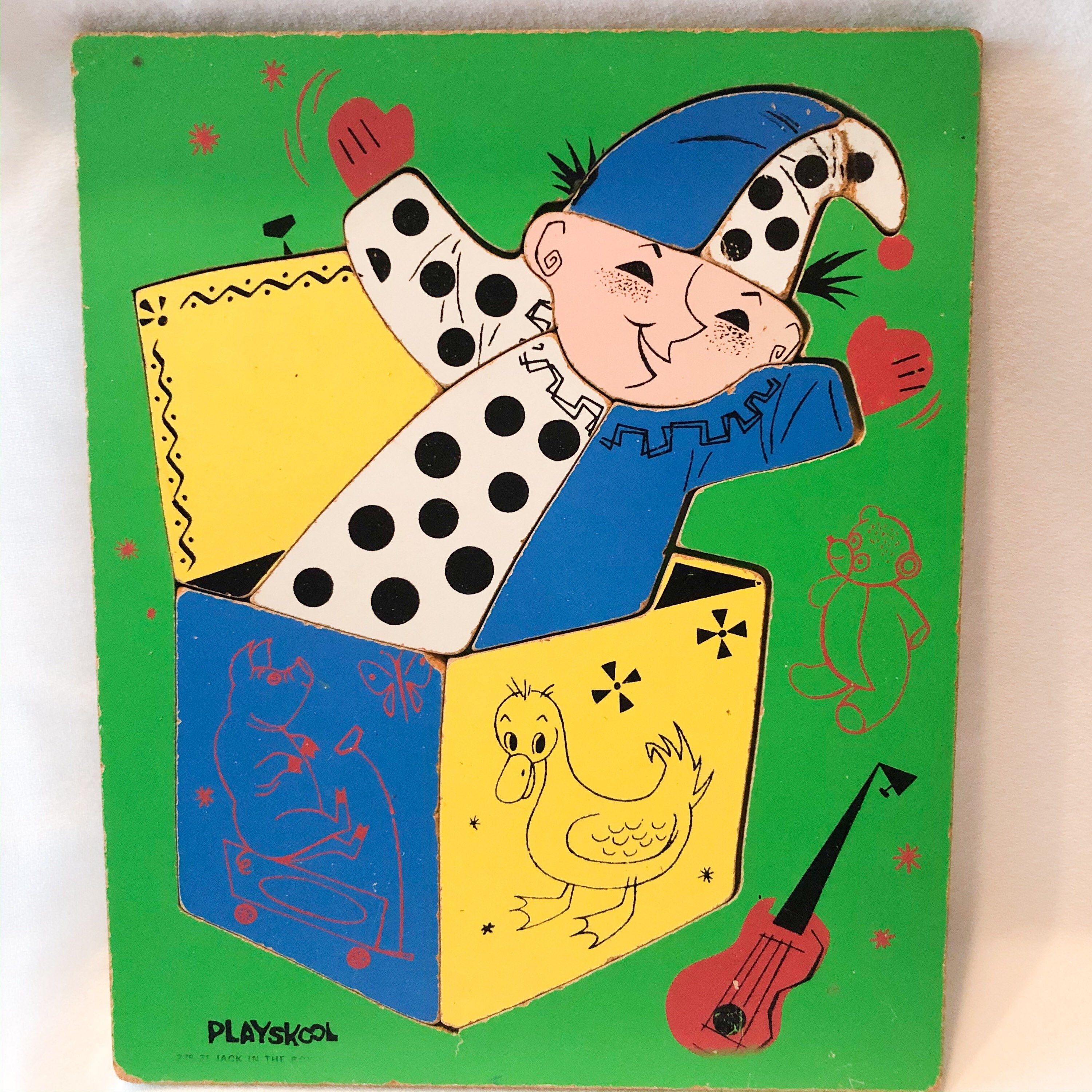 Vintage Playskool Wood Look Puzzle Jack in The Box Clown Etsy