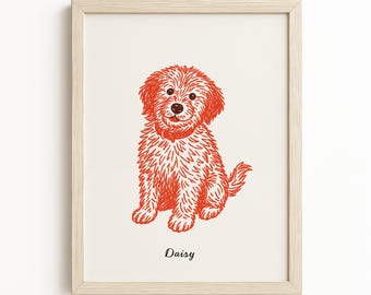 Funny Custom Pet Sketch, Quirky Dog and Cat Portrait from Photo, Colourful Pet Illustration Gift, Playful Pet Drawing Print