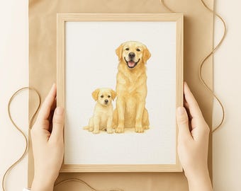 Custom Two Pet Watercolour Portrait, Dog and Cat Painting from Photo, Double Pet Portrait Print, Pet Lover Gift, Animal Art Print