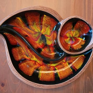 Vintage Sequoia Ware Chip and Dip Bowl - Mid-Century Modern Glazed Ceramic Serving Dish - #602 Made In USA