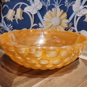 Vintage Fire King Peach Lustre Serving Bubble Bowl 1960&#39;s