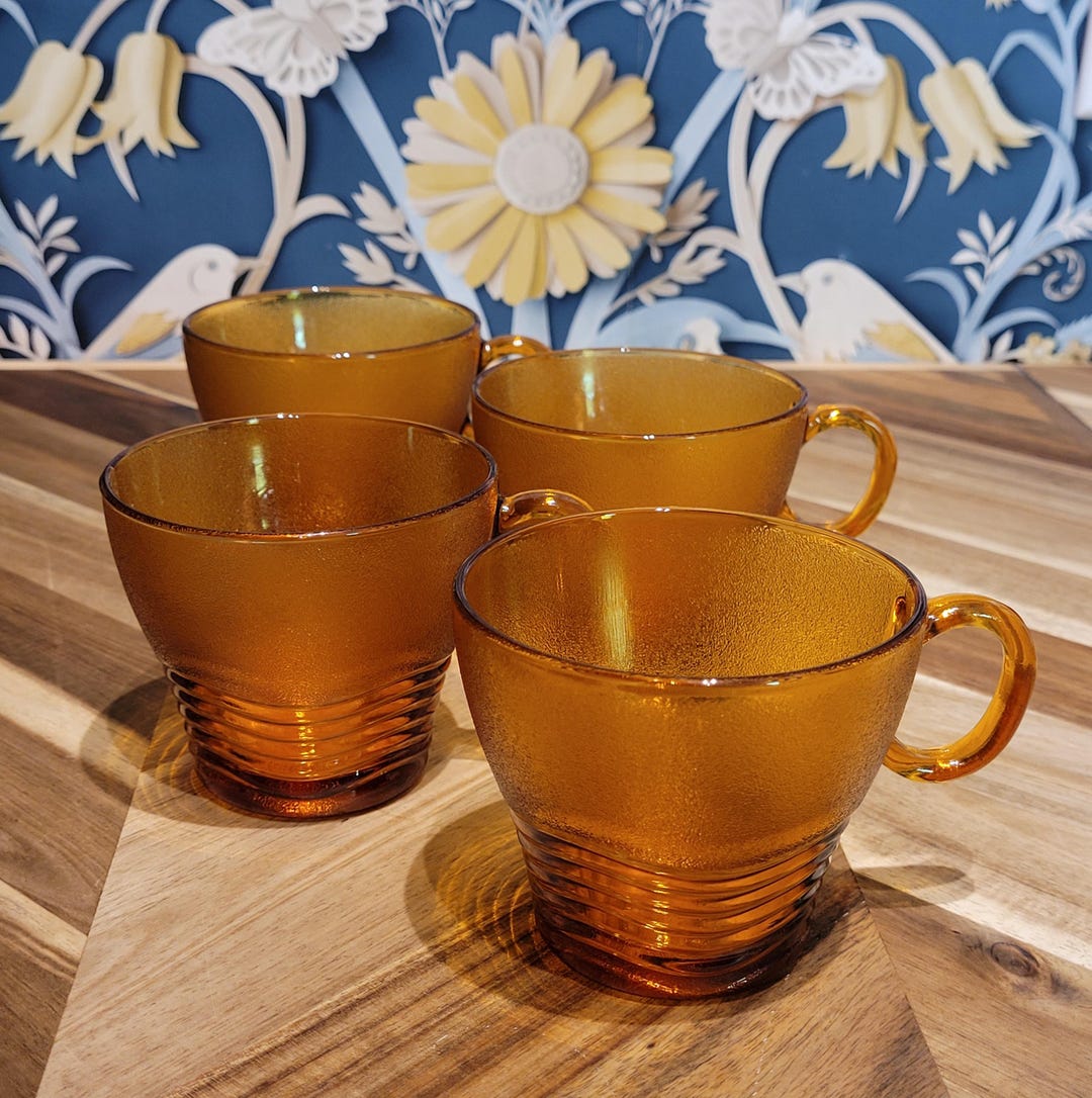 6 anciens verre Duralex/Vereco ambré vintage - Arts de la table
