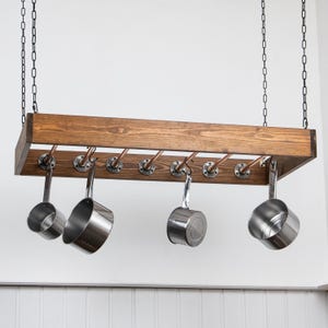 Pot Rack Chain Farmhouse Pot Rack Ceiling Ladder Pot Rack Wood & Copper Hanging Pot ...