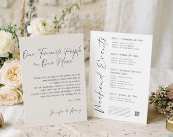 Old Money Wedding Itinerary Template, Editable Welcome Bag Note & Weekend Timeline Card, Wedding Order of Events Template