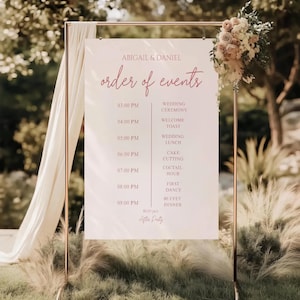 Minimalist Order of Events Sign, Wedding Timeline Poster Template, Order of Events Sign, Wedding Timeline, day of Wedding Timeline Sign