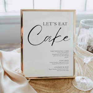 Modern Wedding Dessert Table Sign Template, Elegant Cake Menu Poster, Editable Canva Sweets Bar Signage, Simple Minimalist, Instant Download