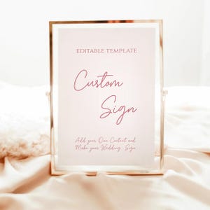 Minimalist Custom Sign Template, Modern Wedding Sign Printable, Customizable Wedding Sign, Wedding Table, Create Any Sign, Editable Template