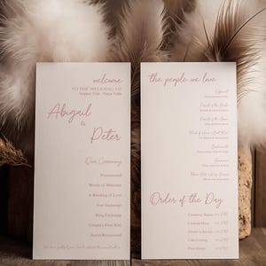 Elegantes Hochzeitsprogramm, Zeitleiste und Reiseplan für die Hochzeit, Uhrzeit der Ereignisse, Hochzeitskarte, Zeremonie-Zeitplan, druckbarer Hochzeits-Guide