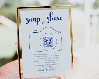 Panneau QR code pour photo de mariage, partagez l'amour imprimable (modèle canevas)