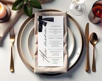 Elegant Wedding Menu Template | Printable PDF, Modern Design (Instant Download)