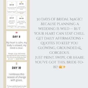 Cartes de vœux nuptiales 30 jours | Lot de déclarations de mariage numériques | Série 30 jours calme, amour et éclat | Journal quotidien de l'amour-propre de la mariée + Pack d'histoires IG