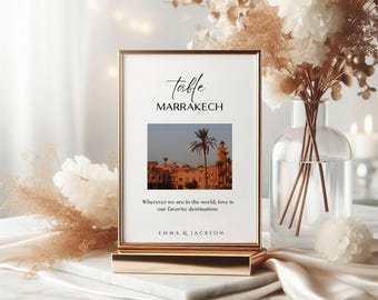 City Photo Wedding Table Number Template | Travel Theme (Instant Download)