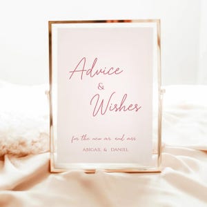 Modèle de plaque de mariage conseils et souhaits, modèle de carte de conseils pour les mariés, plaque conseils et souhaits modernes, modifiable sur Canva