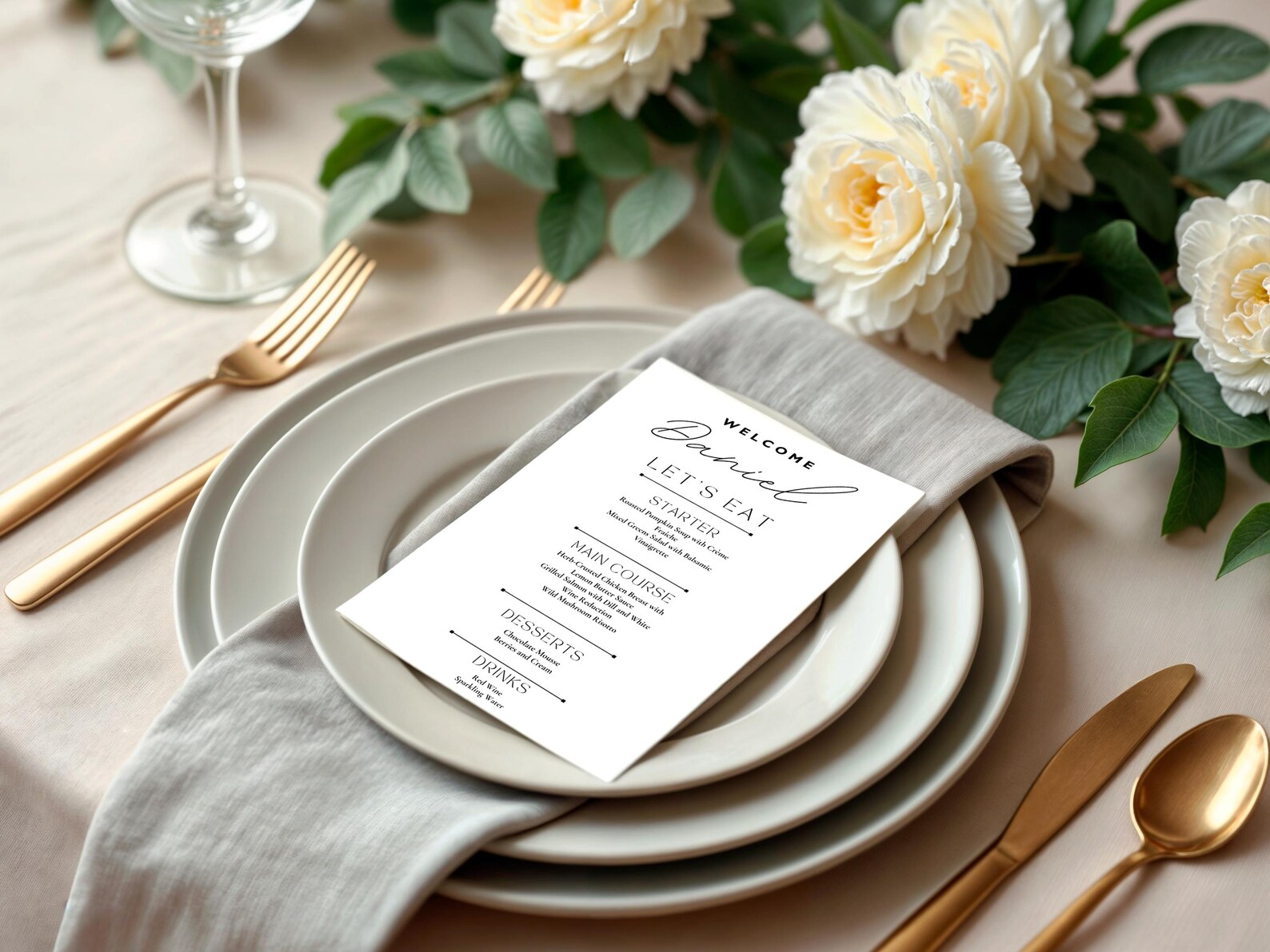 Elegant Wedding Menu Template | Printable Event Menu (instant Download ...