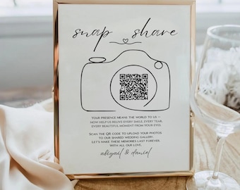 Share the Love QR Code Wedding Photo Sign Printable (Canva Template)