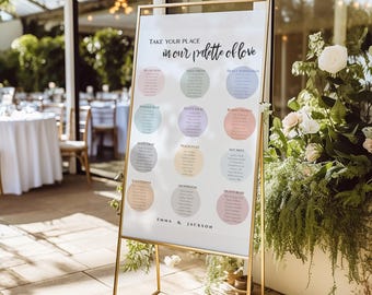 Minimalist Wedding Seating Chart Template | Modern, Simple Design (Editable Canva Template, Instant Download)