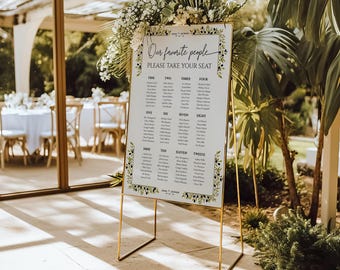 Minimalist Wedding Seating Chart Canva Template (Instant Download)