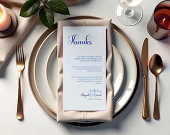Minimalist Wedding Thank You Card, Bohemian Table Place Card (Printable)