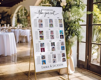 Childhood Photos Wedding Seating Chart Template | Editable Canva Sign