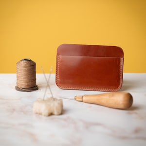 Minimal Slim Card Holder | Shell Cordovan Leather | 6 Colors | 3 Card Slots | Hand-Stitched