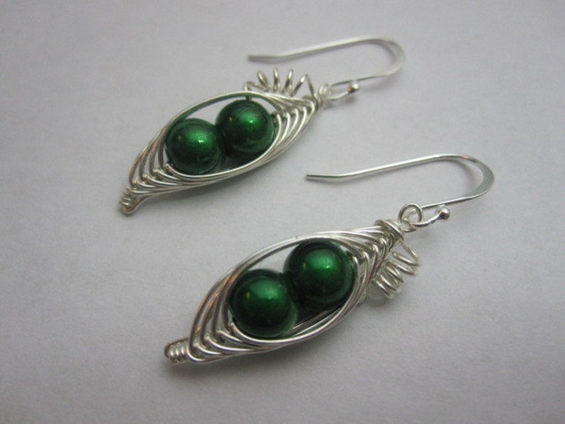 Sweet Peas in the Pod Earrings You pick your color image 1