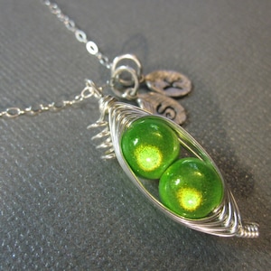 Sweet Peas in a Pod Necklace 2, 3, or 4 peas pick your color image 1