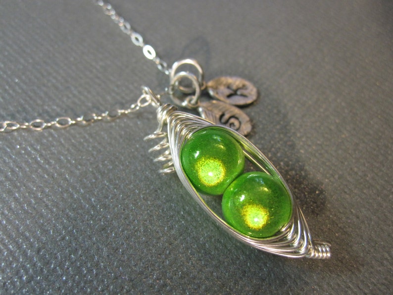 Sweet Peas in a Pod Necklace 2, 3, or 4 peas pick your color image 1