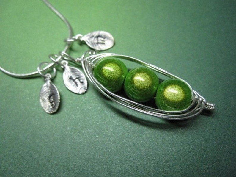 My Sweet Pea Pod 2, 3, or 4 peas you pick your colors for your personalized pea pod charm necklace for You, Mom, Sister, Daughter, Friend image 3