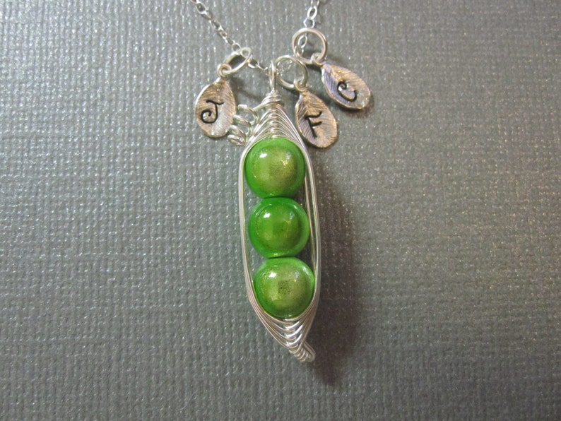 Sweet Peas in a Pod Necklace 2, 3, or 4 peas pick your color image 2