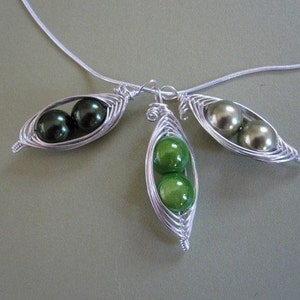 Peas in a Pod Necklace 2, 3, or 4 peas pick your color image 3