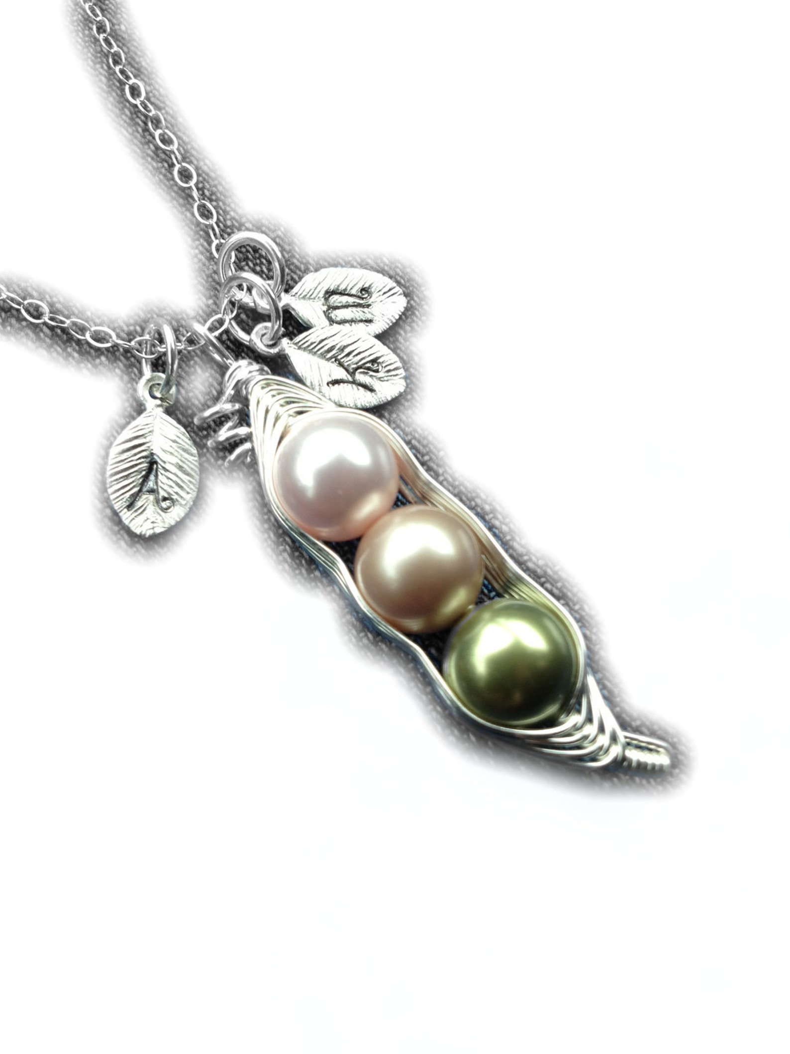 Birthstone Sweet Peas in a Fitted Pod Necklace 2 or 3 Peas Etsy