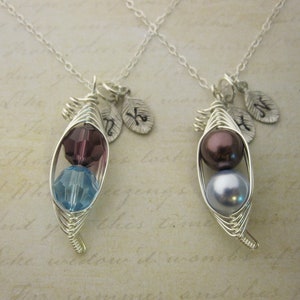 Birthstone Peas in a Pod Necklace 2, 3, or 4 peas pick your color image 4