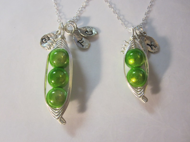 Sweet Peas in a Pod Necklace 2, 3, or 4 peas pick your color image 3