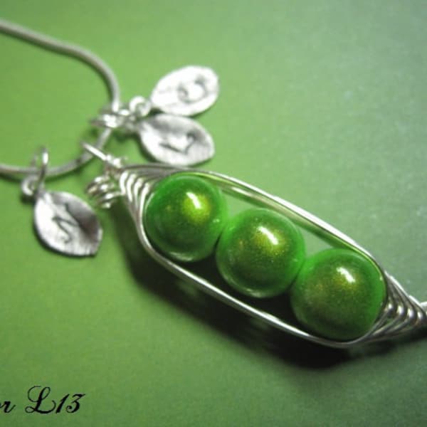 My Sweet Pea Pod (2, 3, or 4 peas)- you pick your colors for your personalized pea pod charm necklace for You, Mom, Sister, Daughter, Friend