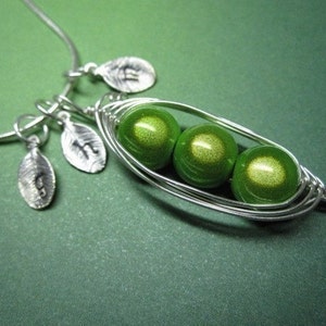 Peas in a Pod Necklace 2, 3, or 4 peas pick your color image 2