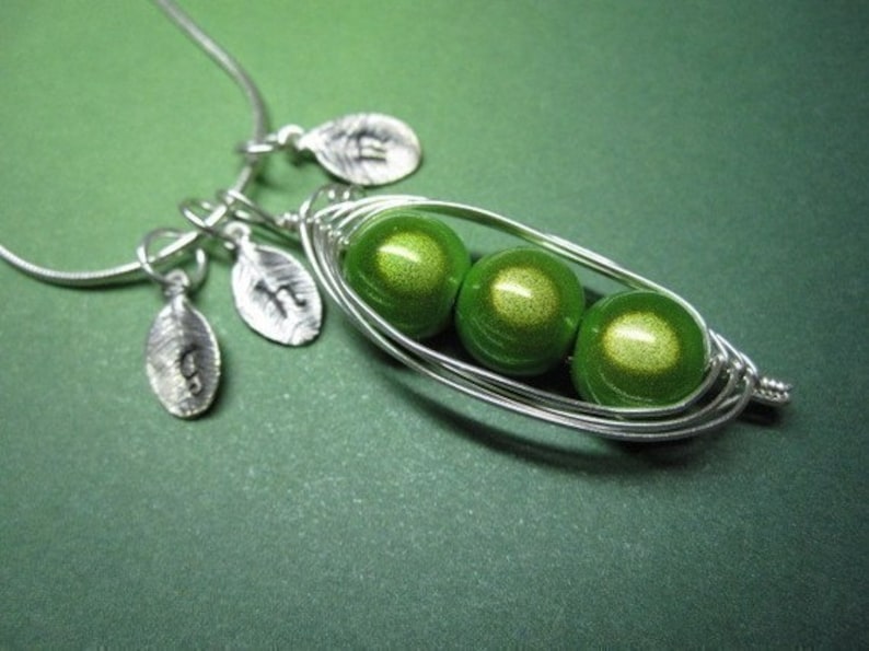 Peas in a Pod Necklace 2, 3, or 4 peas pick your color image 2