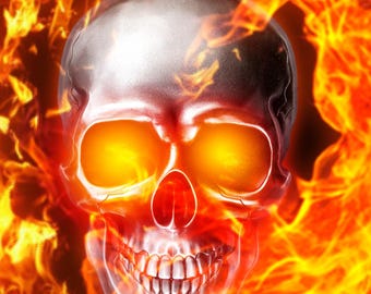 Flaming Skull Wallpaper Set