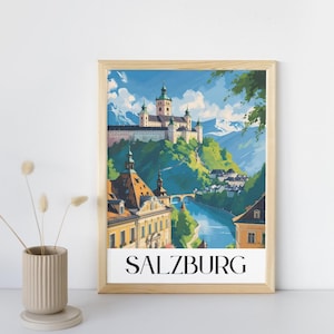 Salzburg Travel Poster - Modern Impressionist Wall Art - Austria Travel Print - Europe Home Decor - Salzburg Art Print