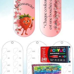 Nuancier Guangna 240 à imprimer - Fichier PDF Digital - Swatch Chart pour Marqueurs acrylique - Design Fraise - Téléchargement Instantané