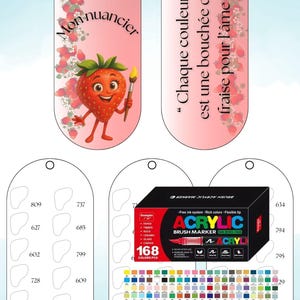 Nuancier Guangna 168 à imprimer - Fichier PDF Digital - Swatch Chart pour feutre acrylique - Design fraise - Téléchargement Instantané