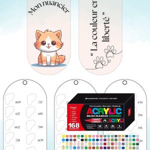 Nuancier Guangna 168 à imprimer - Fichier PDF Digital - Swatch Chart pour Marqueurs à Acrylique - Design chat - Téléchargement Instantané