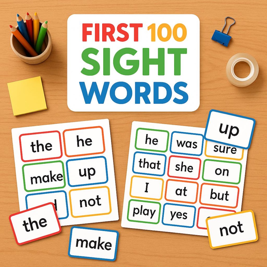 100 Sight Words Flashcards PDF | Preschool & Kindergarten Printable