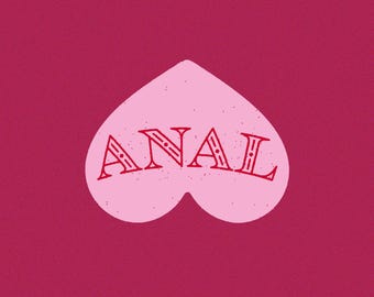 ANAL Heart PNG transparent - distressed spades illustration, kink lettering, sexy pink clipart