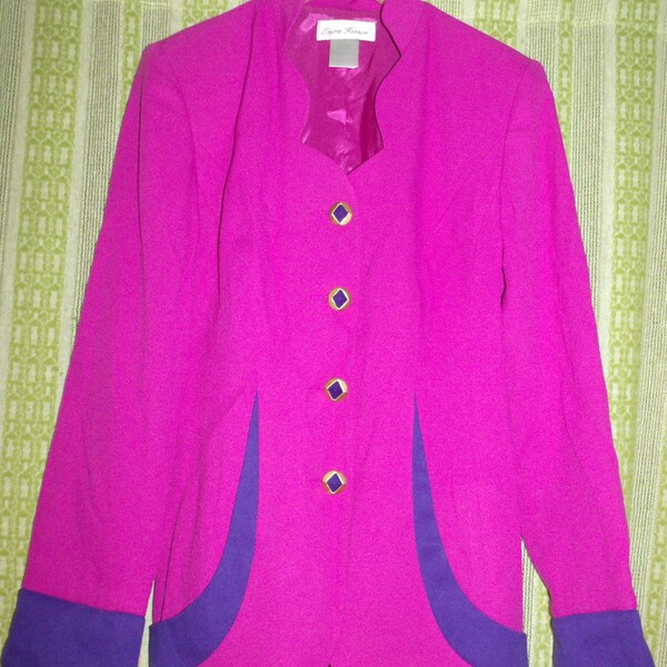 Vintage 80's 1980's Eighties 90's Nineties 1990's Women Ladies Teen Office Secretary Blazer Jacket By Laura Henson Career Wholesale Large