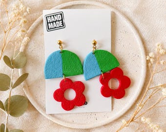 Pendientes de arcilla polimérica estilo Pop Art hechos a mano