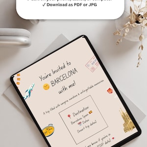 Editable Girls Trip Invitation – Barcelona Travel Invite – Canva Template