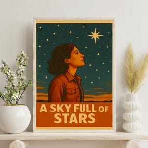 Von Coldplay inspirierte digitale Kunst Ein Himmel voller Sterne Poster Nachthimmel Druck Kosmische Musik Dekor Sternenhimmel Ästhetische druckbare Kunst