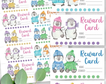 Printable Classroom Reward Cards, Classroom Management, Winter Penguin Class Punch Cards, Incentive Cards, Teachers, Teacher Resources